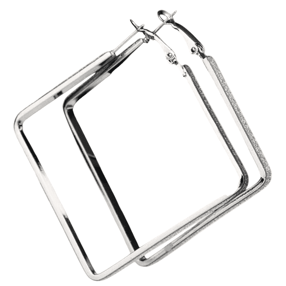 RubyLee Elegance Square Silver Sparkle Hoop Earrings for Women