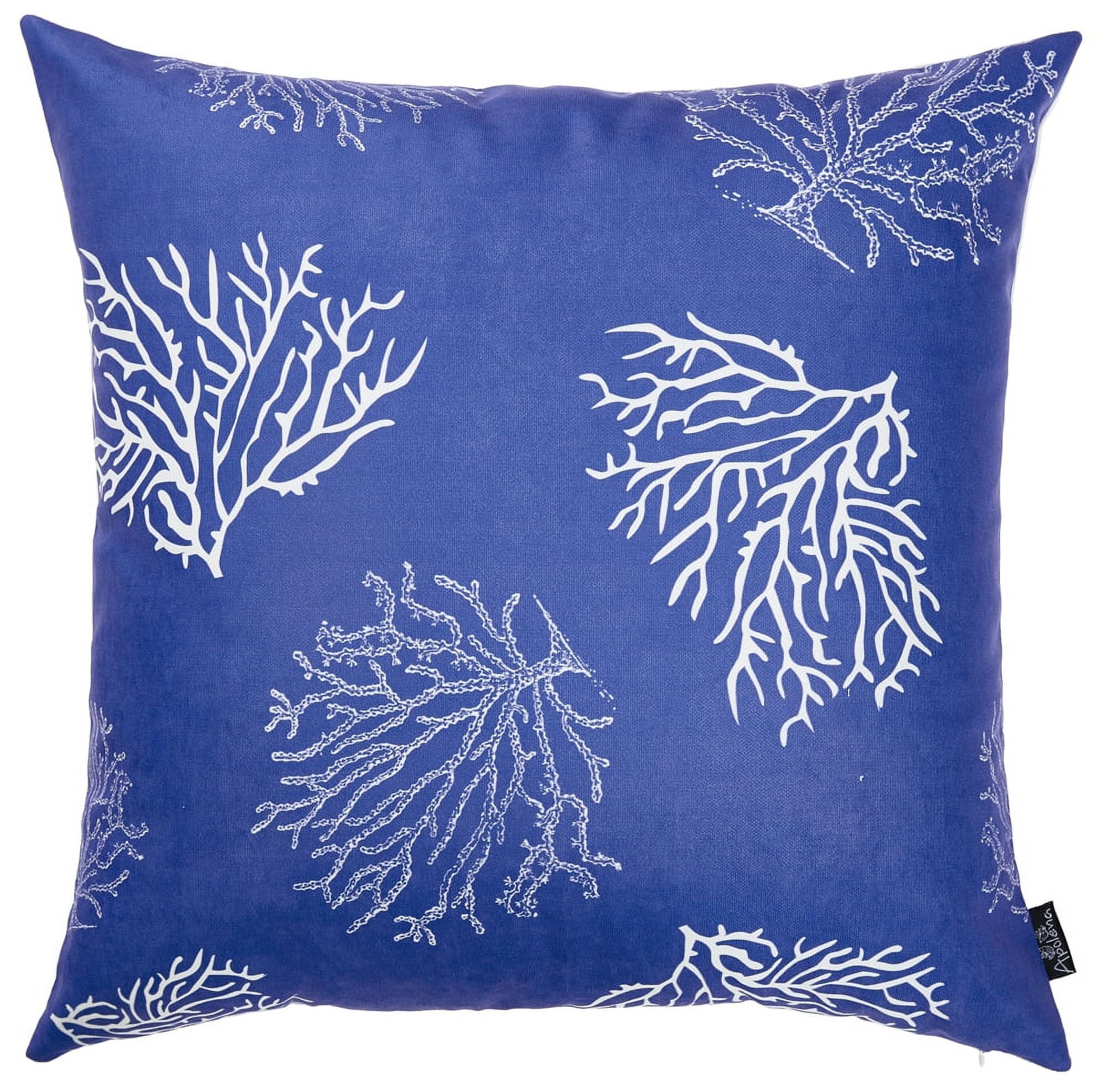 Square Blue Coral Reef Polyester Throw Pillow Cover