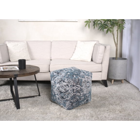 Square Blue Or Floor Cushion Pouf, 16x16x16 Inches, Decorative Element, 200lbs Weight Limit, Beads Filled, Spot Clean Needed Pouf - Versatile & Cushion, 16x16x16, Accessory, 200lb Capacity, Only