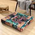 thumbnail image 1 of Square Bohemian Meditation Floor Cushion,Cotton Linen Thick Meditation Pillow ,22x22 Inch,Turquoise, 1 of 10