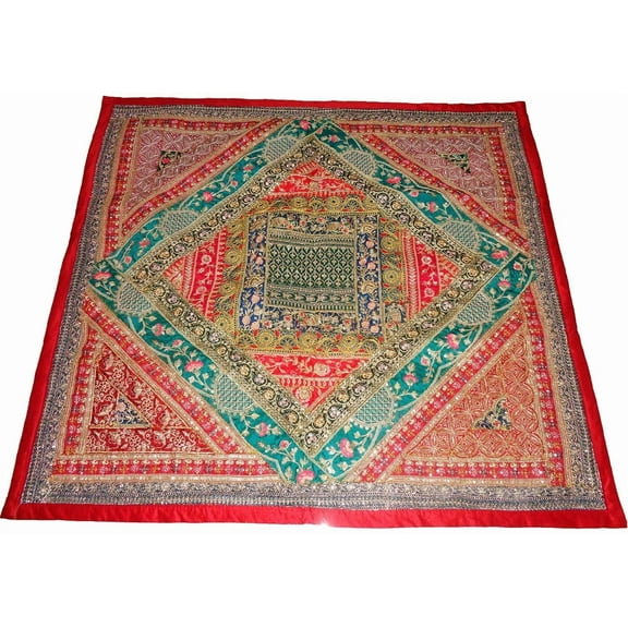 Square Bohemian Table Cloth  Hippie Patchwork Embroidered  Table Runner Tapestry Indian