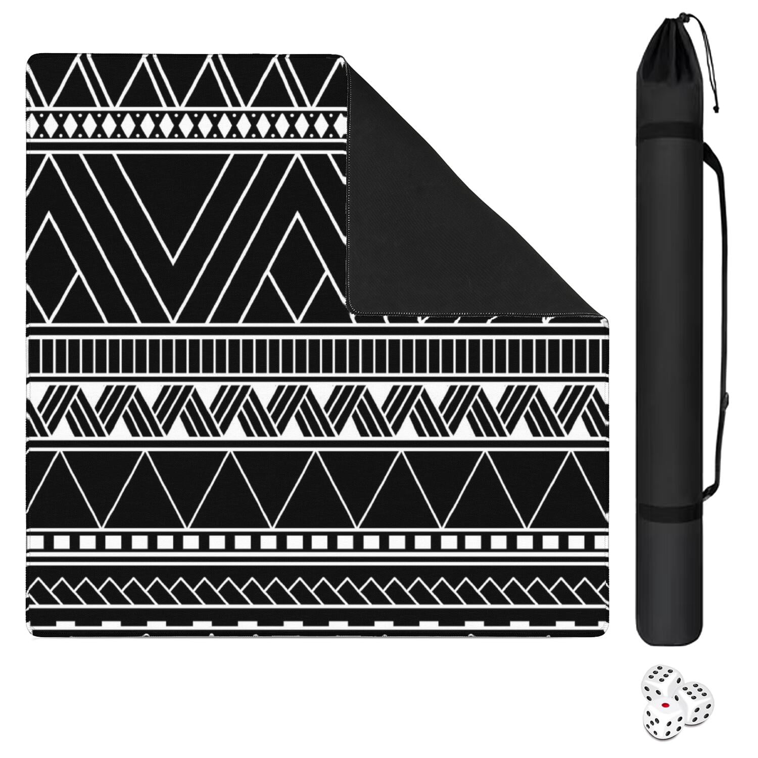 Square Boho Mahjong Mat 31.5x31.5 Inches, Anti-Slip Rubber Game Table Pad with Noise Reduction for Tiles, Multi-Use Mat for Card Games Board Games and Parties