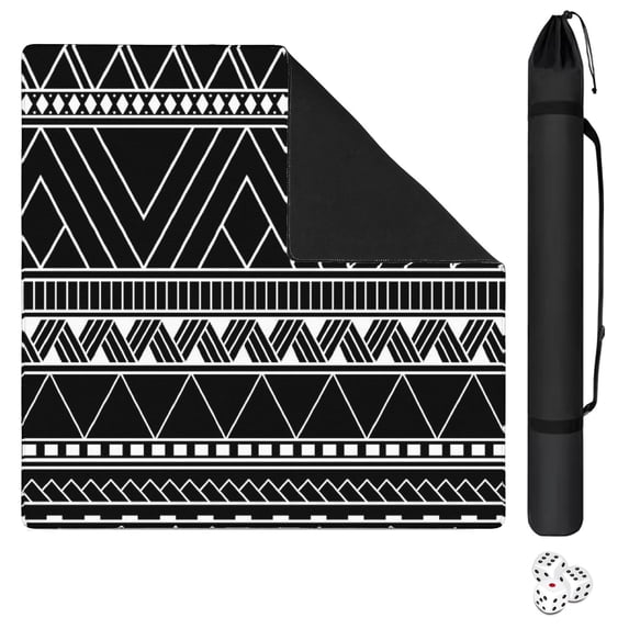 Square Boho Mahjong Mat 31.5x31.5 Inches, Anti-Slip Rubber Game Table Pad with Noise Reduction for Tiles, Multi-Use Mat for Card Games Board Games and Parties