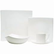 Square Bone China Dinnerware Set, White - 5 Piece