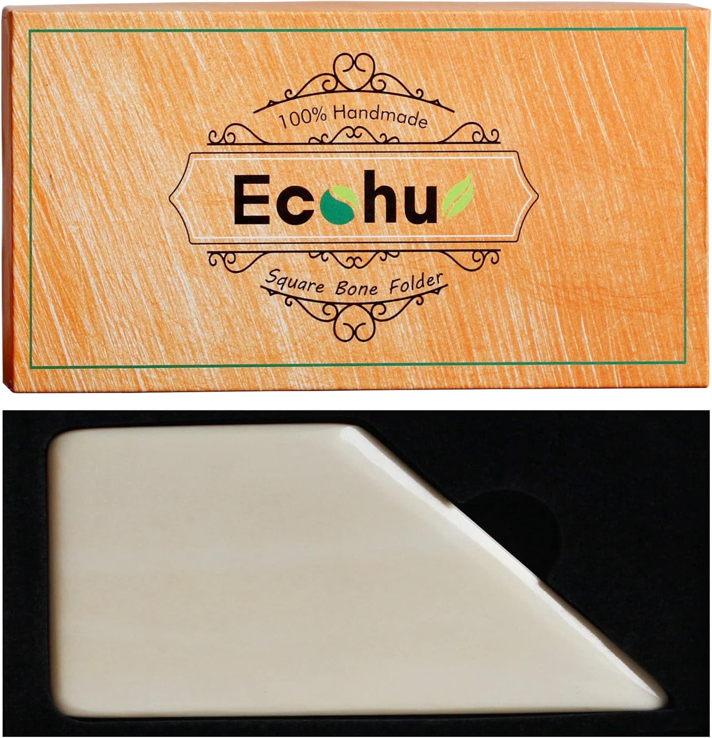 Square Bone Folder - Genuine Bone, Paper & Leather Crafts, Card Making, Origami, Bookbinding, Scrapbooking, Non-Scratch, Non-Stick