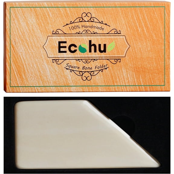 Square Bone Folder - Genuine Bone, Paper & Leather Crafts, Card Making, Origami, Bookbinding, Scrapbooking, Non-Scratch, Non-Stick