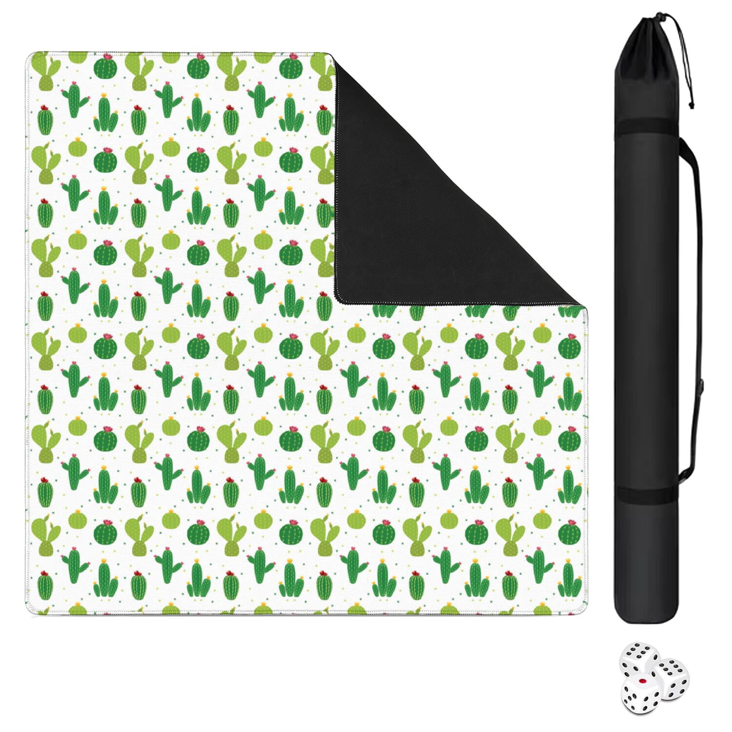 Square Botanical Pattern Mahjong Mat 31.5 Inches Made of Premium Rubber with Anti-Slip Non-Slip Properties and Noise Reduction for Card Games