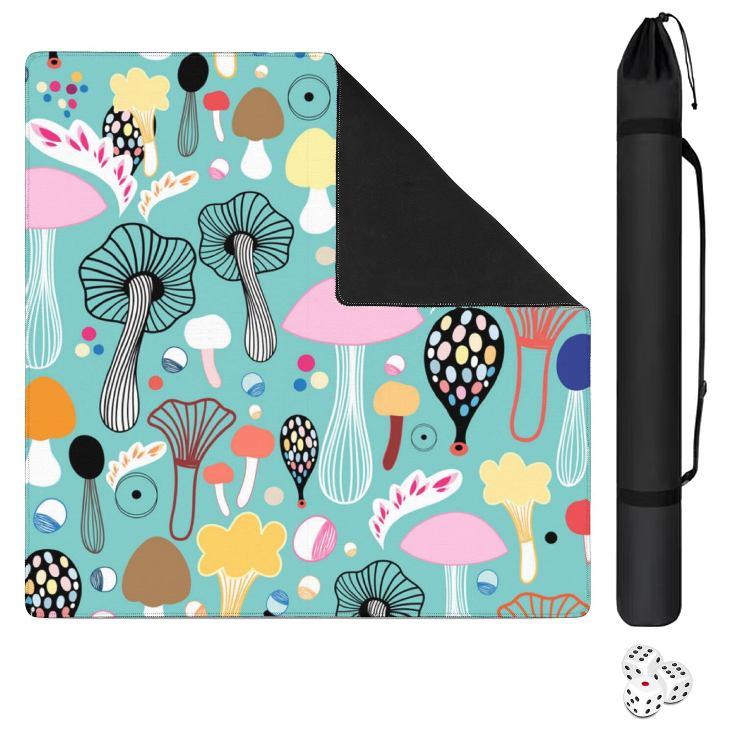 Square Botanical Pattern Mahjong Mat 31.5 Inches Made of Premium Rubber with Anti-Slip Non-Slip Properties and Noise Reduction for Card Games