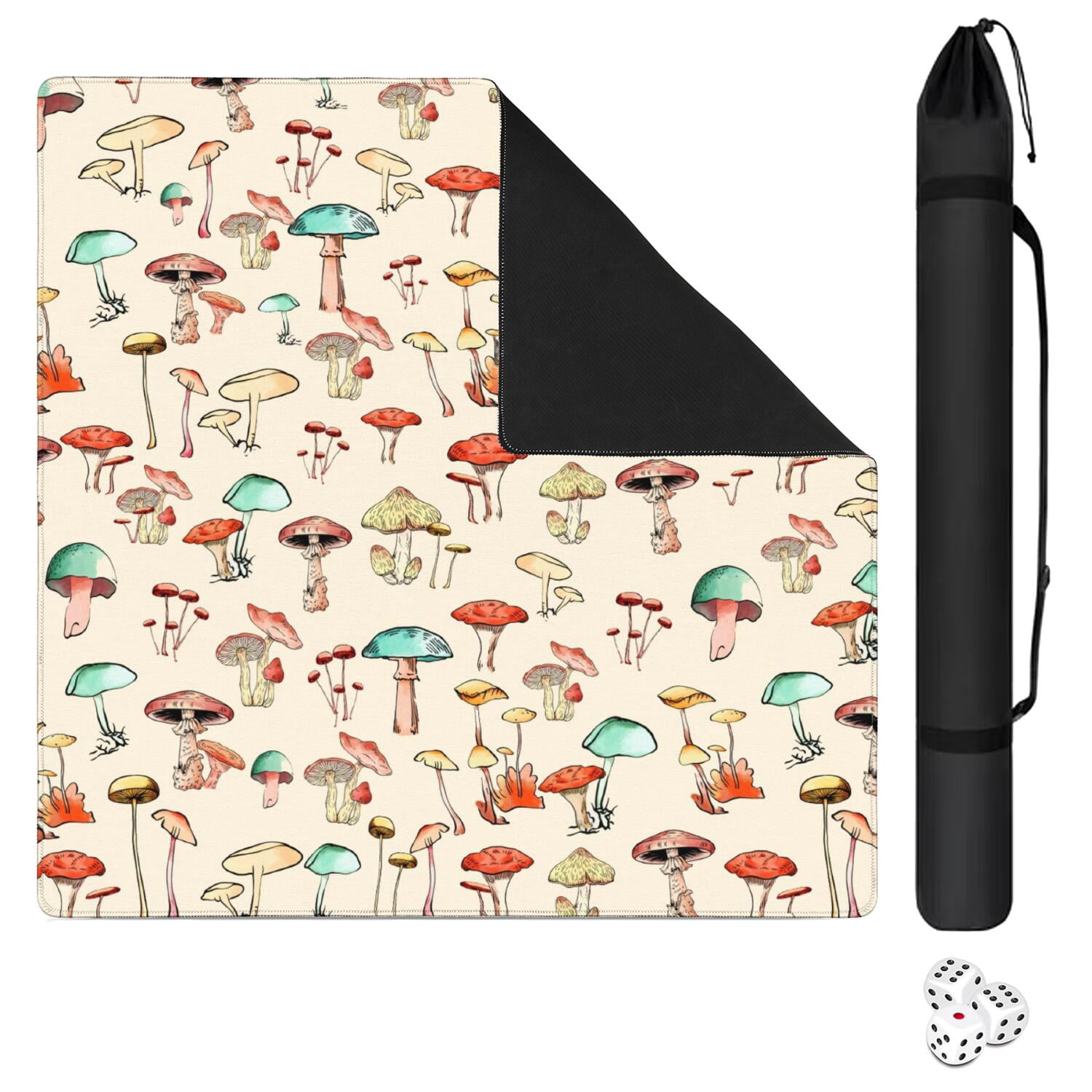 Square Botanical Pattern Mahjong Mat 31.5 Inches Made of Premium Rubber with Anti-Slip Non-Slip Properties and Noise Reduction for Card Games