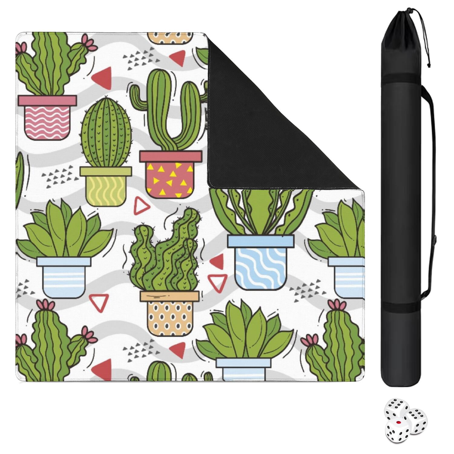 Square Botanical Style Mahjong Mat 31.5 Inches Crafted from Premium Rubber Featuring Anti-Slip Backing Grip and Noise Reduction Qualities for Multi-Game Table Protection