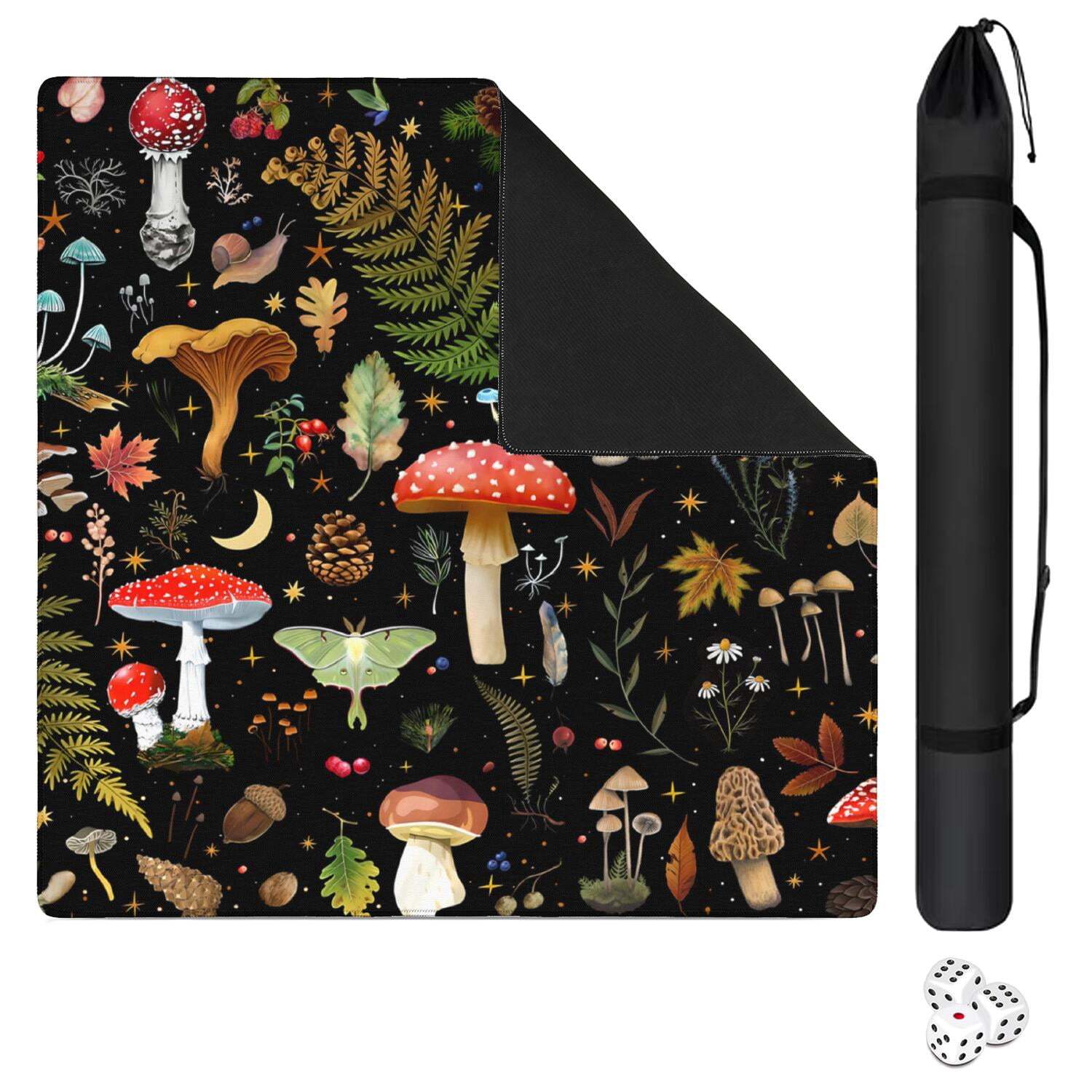 Square Botanical Style Mahjong Mat 31.5 Inches Crafted from Premium Rubber Featuring Anti-Slip Backing Grip and Noise Reduction Qualities for Multi-Game Table Protection