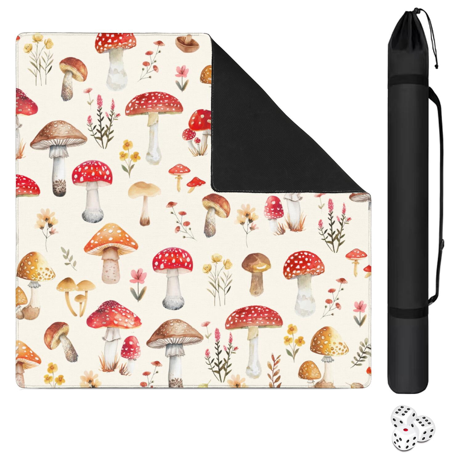 Square Botanical Style Mahjong Mat 31.5 Inches Crafted from Premium Rubber Featuring Anti-Slip Backing Grip and Noise Reduction Qualities for Multi-Game Table Protection