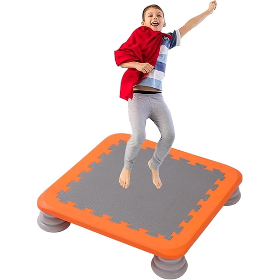 Square Bounce Mini Trampoline – 25-Inch Indoor Trampoline with Non-Slip Base for Sensory Integration and Balance Training