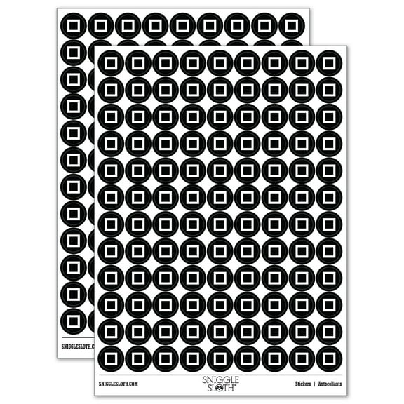 Square Box 200+ Round Stickers - Black - Gloss Finish - 0.50" Size