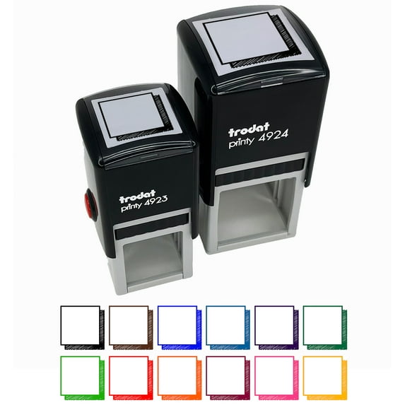 Square Box Note Doodle Drop Shadow Self-Inking Rubber Stamp Ink Stamper - Black Ink - Small 1 Inch