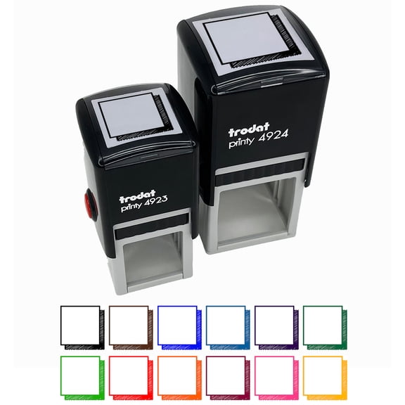 Square Box Note Doodle Drop Shadow Self-Inking Rubber Stamp Ink Stamper - Blue Ink - Small 1 Inch