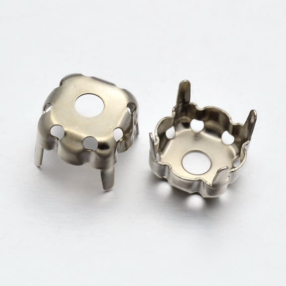 Square Brass Sew on Prong Settings Rhinestone Claw Settings Platinum 8x8x0.3mm Fit for SS38 Diamond Shape Rhinestone about 2000pcs/bag