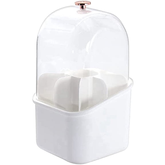 Square Brush Holder, 360Degree Rotating Brushes Container, Waterproof Holder with Lid(White)