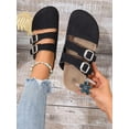 thumbnail image 1 of Square Buckle Striped Women‘s Flat Shoes, 1 of 7