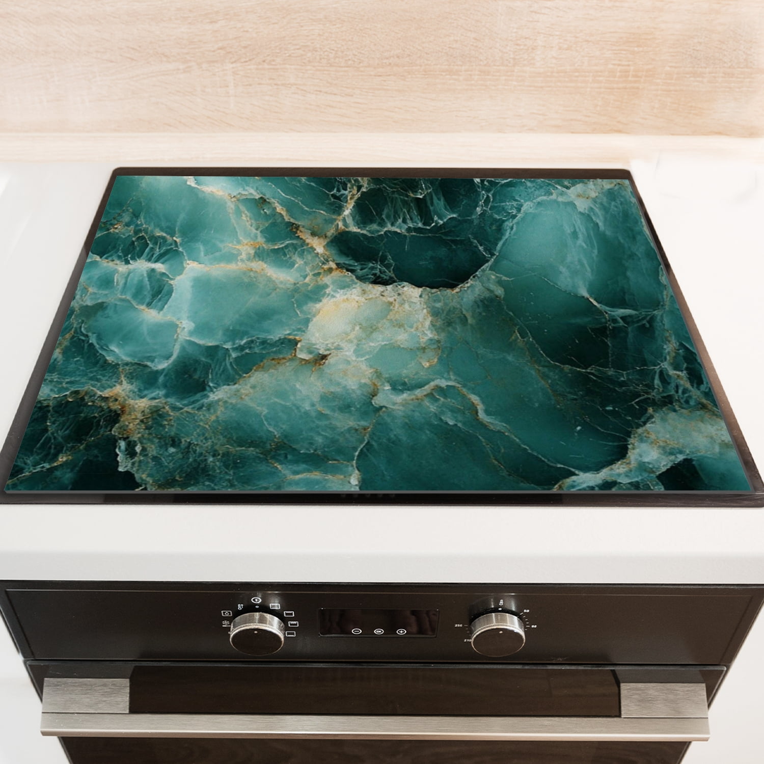 Square Burner Covers for Electric Stove, Green Marble Pattern Stove Top Covers, Heat Scratch Resistant Decorative Protector Mat for Kitchen RV (28×20 Inch)