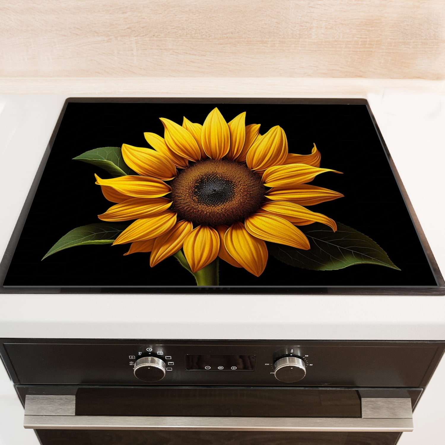 Square Burner Covers for Electric Stove, Sunflower with Leaves Stove Top Covers, Heat Scratch Resistant Decorative Protector Mat for Kitchen RV (28×20 Inch)