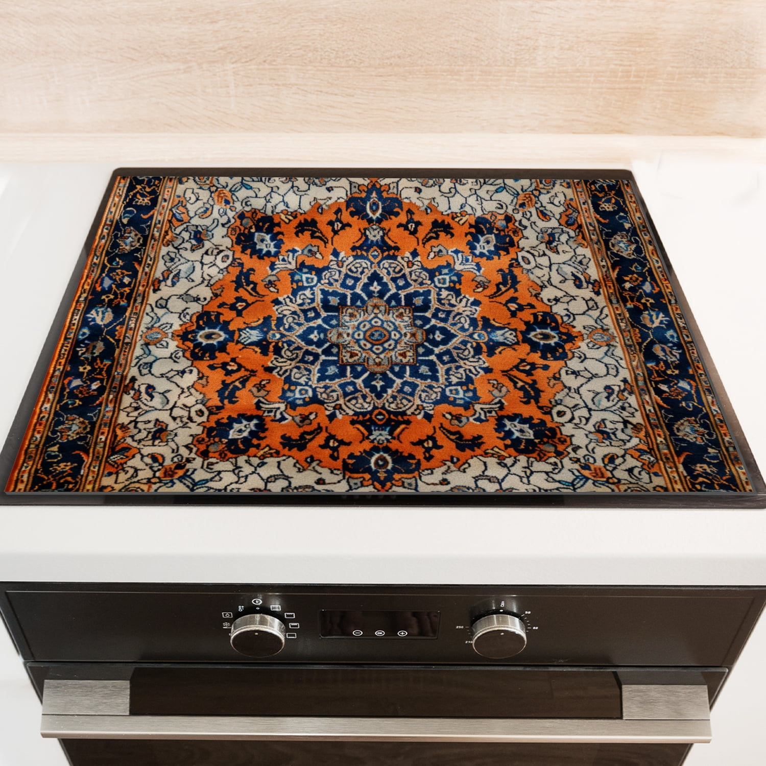 Square Burner Covers for Glass Electric Stove, Retro Bohemia Mandala Multipurpose Stove Top Covers, Heat Scratch Resistant Kitchen Decor Protector Mat for Kitchen RV (28×20 Inch)