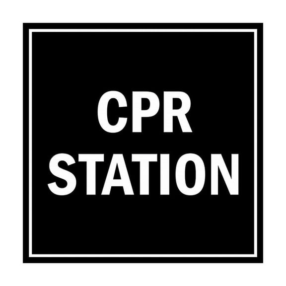 Square CPR Station Sign Size: 8 inch x 8 inch