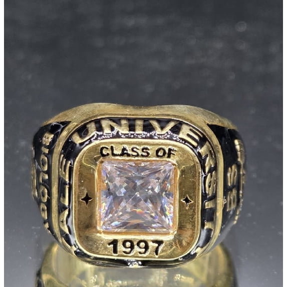 Square CZ Gemstone Women Customized High School Class Ring, Graduation Ring for College & University Students