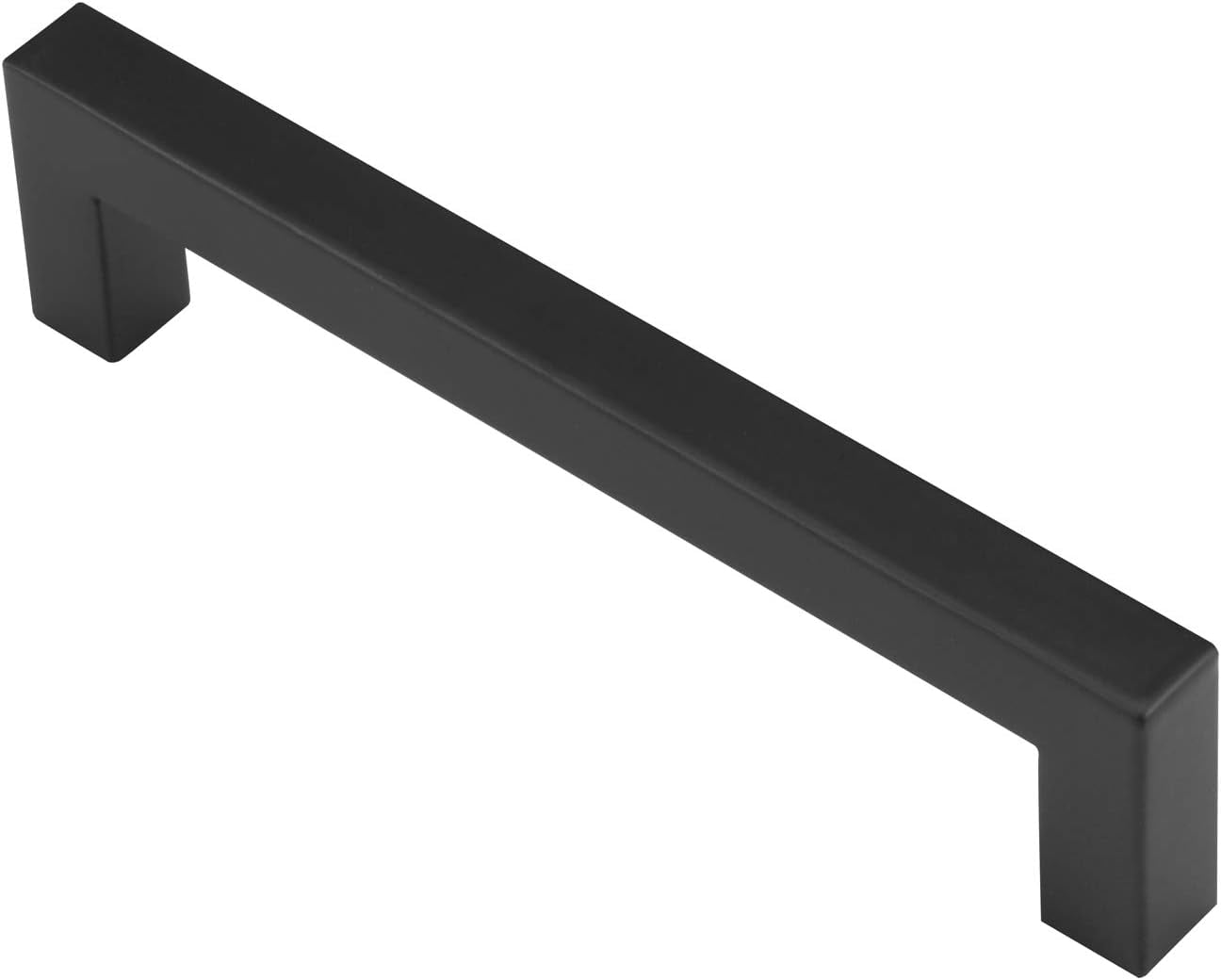 Square Drawer Pull Handle, Flat Black, Stainless Steel Modern Hardware (25, 5.5" Length