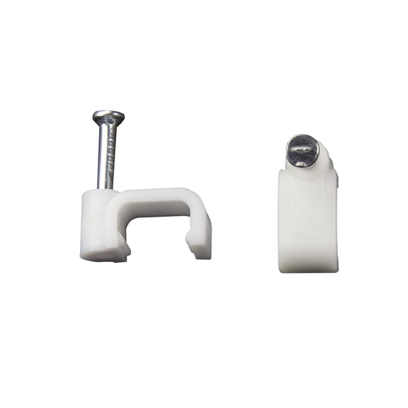 Square Cable Clips with Steel Nail, 8mm White 50pcs/Pack, Cable Management Wall Holder, Fit For Ethenet Cable/Coaxial Cable/Telephone Wire(CTFNL_B8x50)