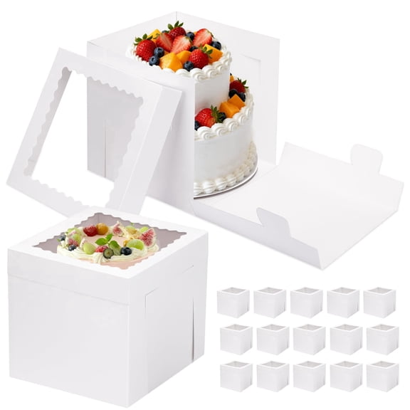 Square Cake Boxes 10*10*10 White Tier Cake Take Out Containers