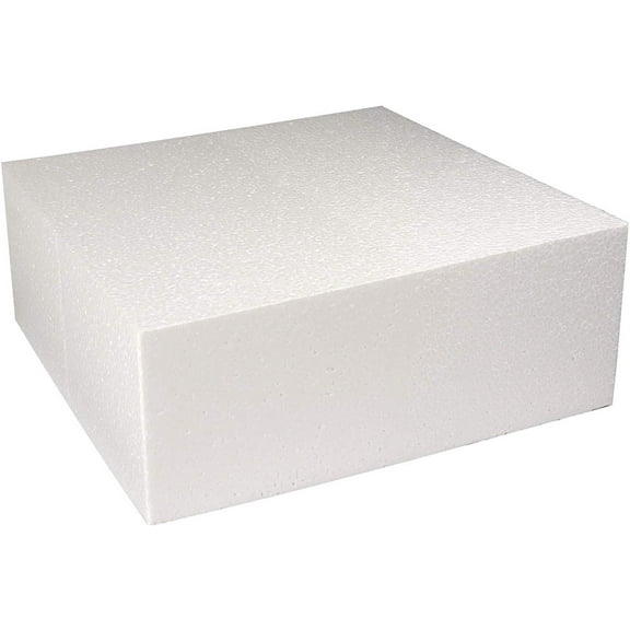Square Cake Dummy, Styrene - 6" x 4"