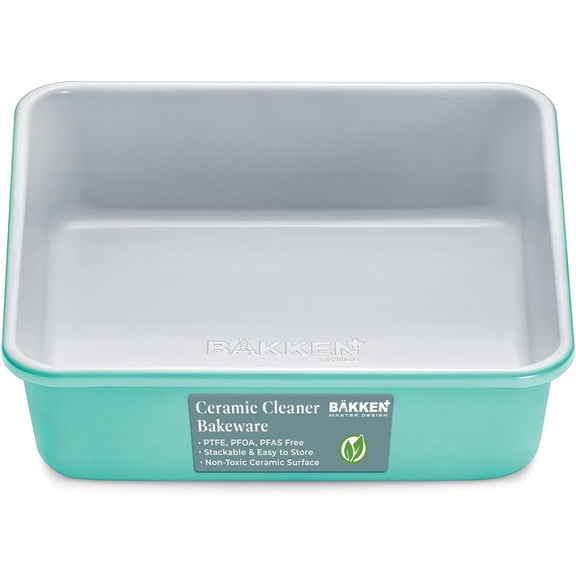 Square Cake Pan - Aluminized Steel, Ceramic Non-Stick Coating, Non-Toxic, Ideal Size, Heavy-Duty, Elevate Your Baking with Durability and Style!