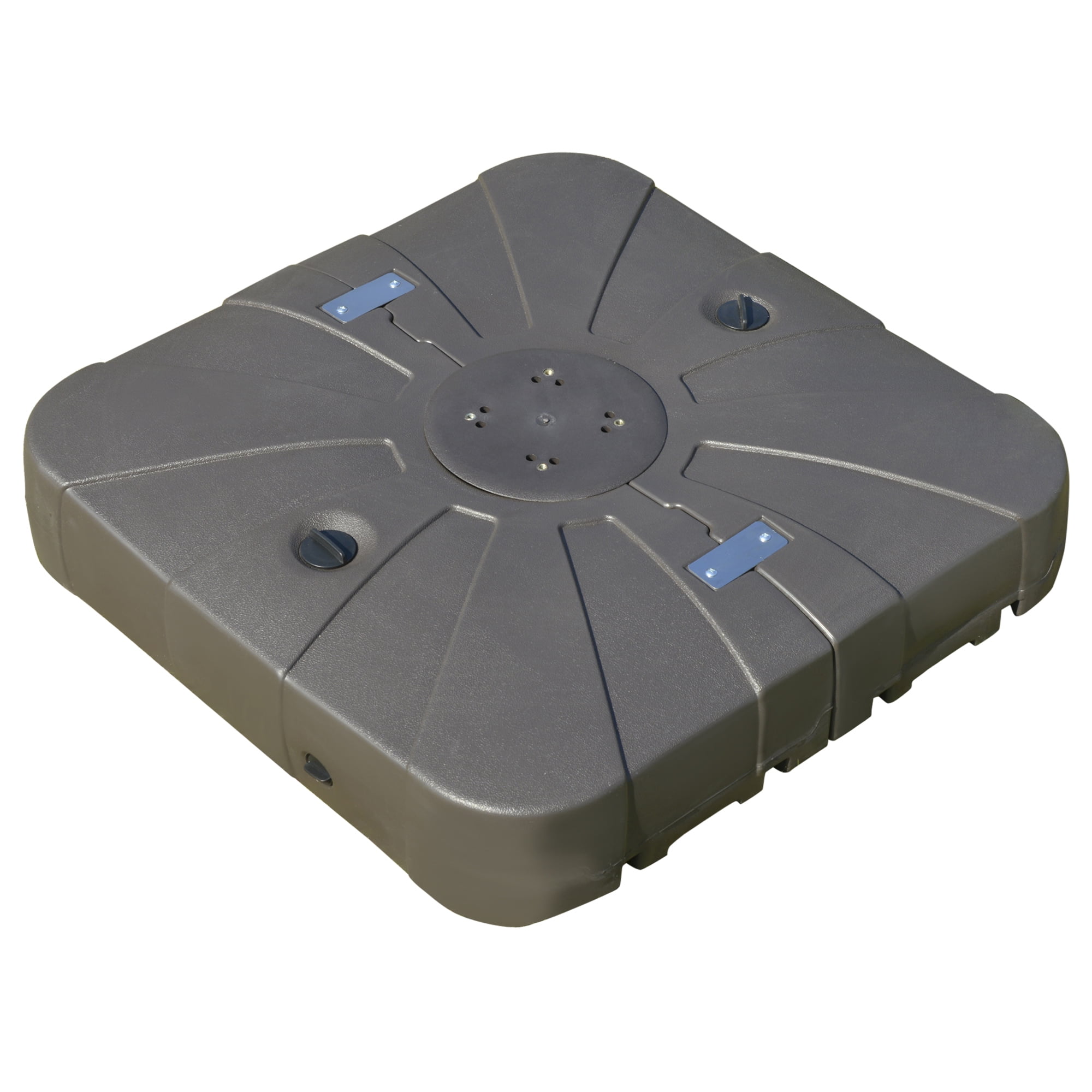 Square Cantilever Patio Umbrella Base with 4 Wheels for Easy Moving, Heavy Duty Umbrella Stand Weight, 330 lb Capacity Sand or 286 lb Capacity Water, Coffee