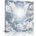 thumbnail image 1 of Square Canvas Wall Art for Bedroom Bathroom Dreamy Sky with Sunlight and Angel Wings Rainbow Picture Print Painting Artwork for Living Room,Kitchen,Office,Stretched and Framed 16"x16", 1 of 6