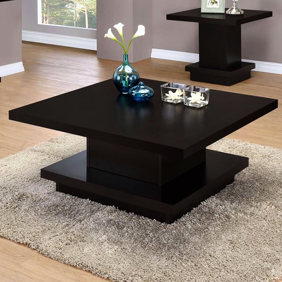 Square Cappuccino Coffee Table | Great for Holding Essentials in Living Room | Melamine Paper and Particle Board | Long - term Use with Stable Base