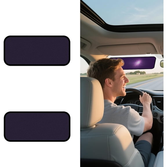Square Car Window Shades for Windshield & Side Windows, 2-Pack Static Cling Glare Blocker, Removable Tint, Long Size for Wider Coverage, Semi-Transparent with Strong Hold (15.75" x 7.09")