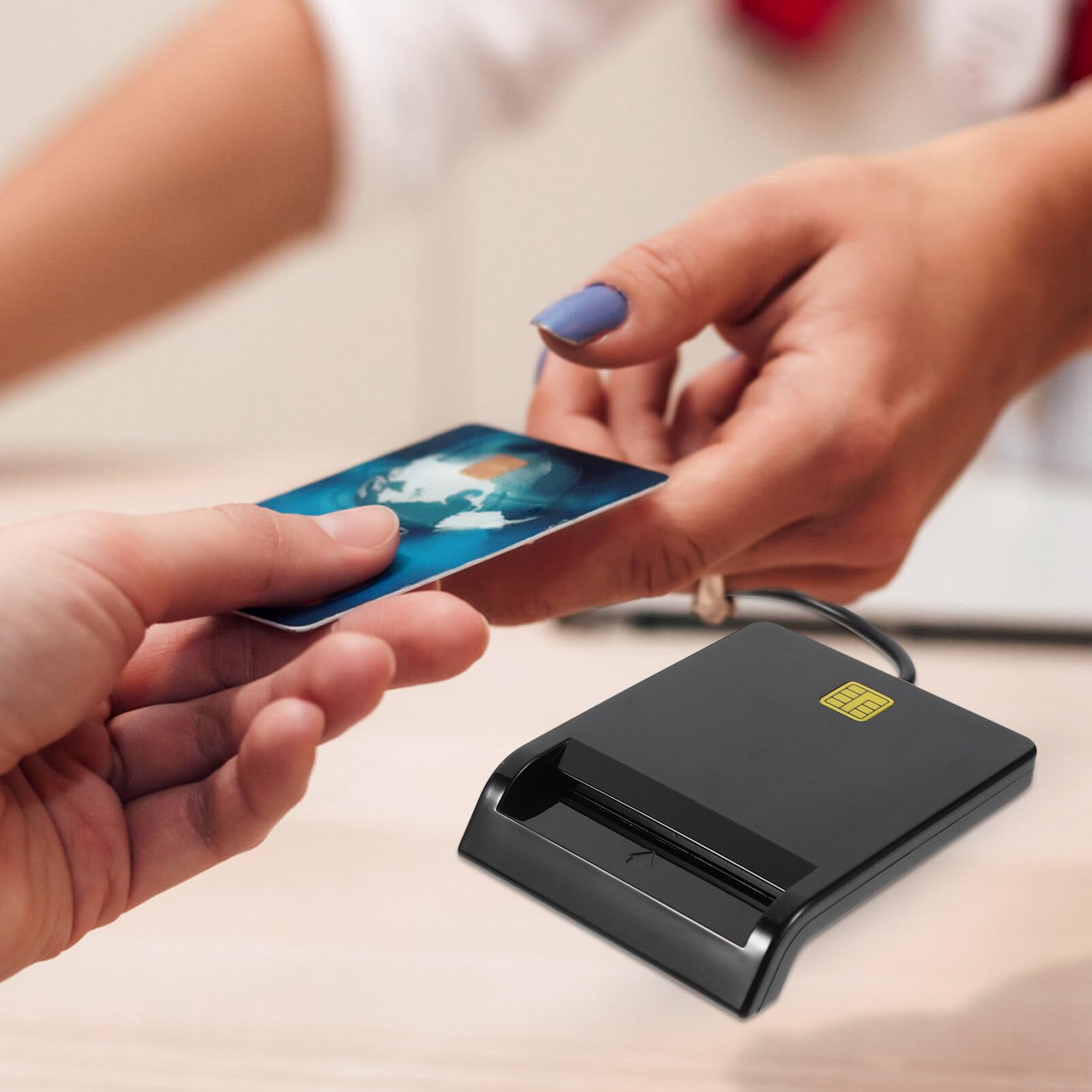 Square Card Reader, Universal Portable Smart Card Reader for Bank Card ...