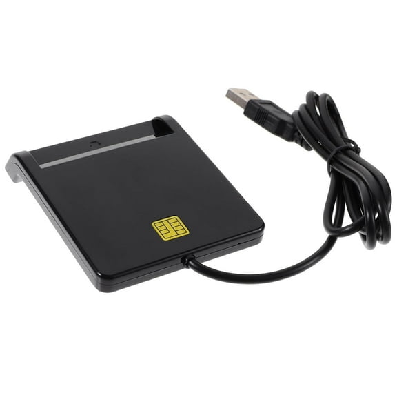 Square Card Reader, Universal Portable Smart Card Reader for Bank Card Card, Smart ID Credit Card Reader, USB 2.0 Interface, Black