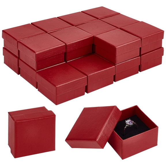 Square Cardboard Jewelry Storage Boxes with Sponge Inside for Earrings Rings Necklaces Bracelets Gifts Packaging FireBrick 5.25x5.25x3.1cm diy