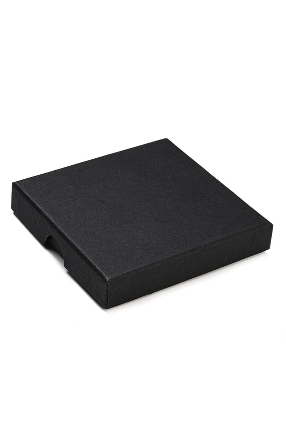 Square Cardboard Paper Jewelry Box with Sponge Inside for Necklace and Earring Packaging Black 90x90x16mm Inner Diameter: 85x85mm