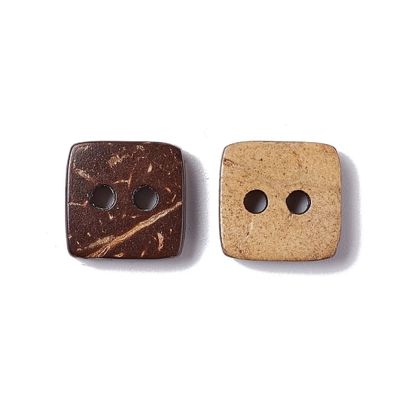 Square Carved 2-hole Basic Sewing Button Coconut Button BurlyWood 10mm in diameter 100pcs/bag for DIY