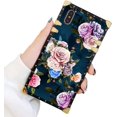 thumbnail image 1 of Square Case Compatible iPhone Xs iPhone X Case Rose Flowers Luxury Elegant Soft TPU Shockproof Protective Metal Decoration Corner Back Cover iPhone XS/X/10 Case 5.8 Inch, 1 of 13