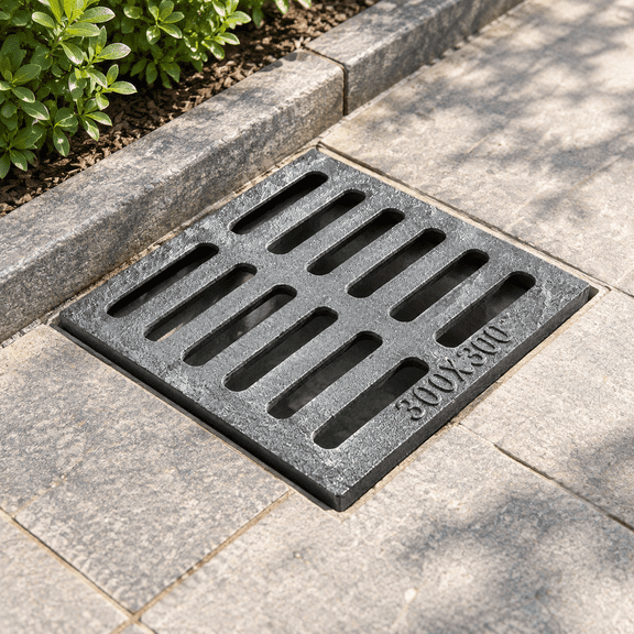 Square Cast Iron Drain Grate, 12*12 in, Heavy Duty Outdoor Sewer Drain Cover