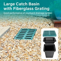 Square Catch Basin with Grate 16.5X16.5X24in, No Pre Drilled Holes Drainage Box for Downspouts/Patio Drainage
