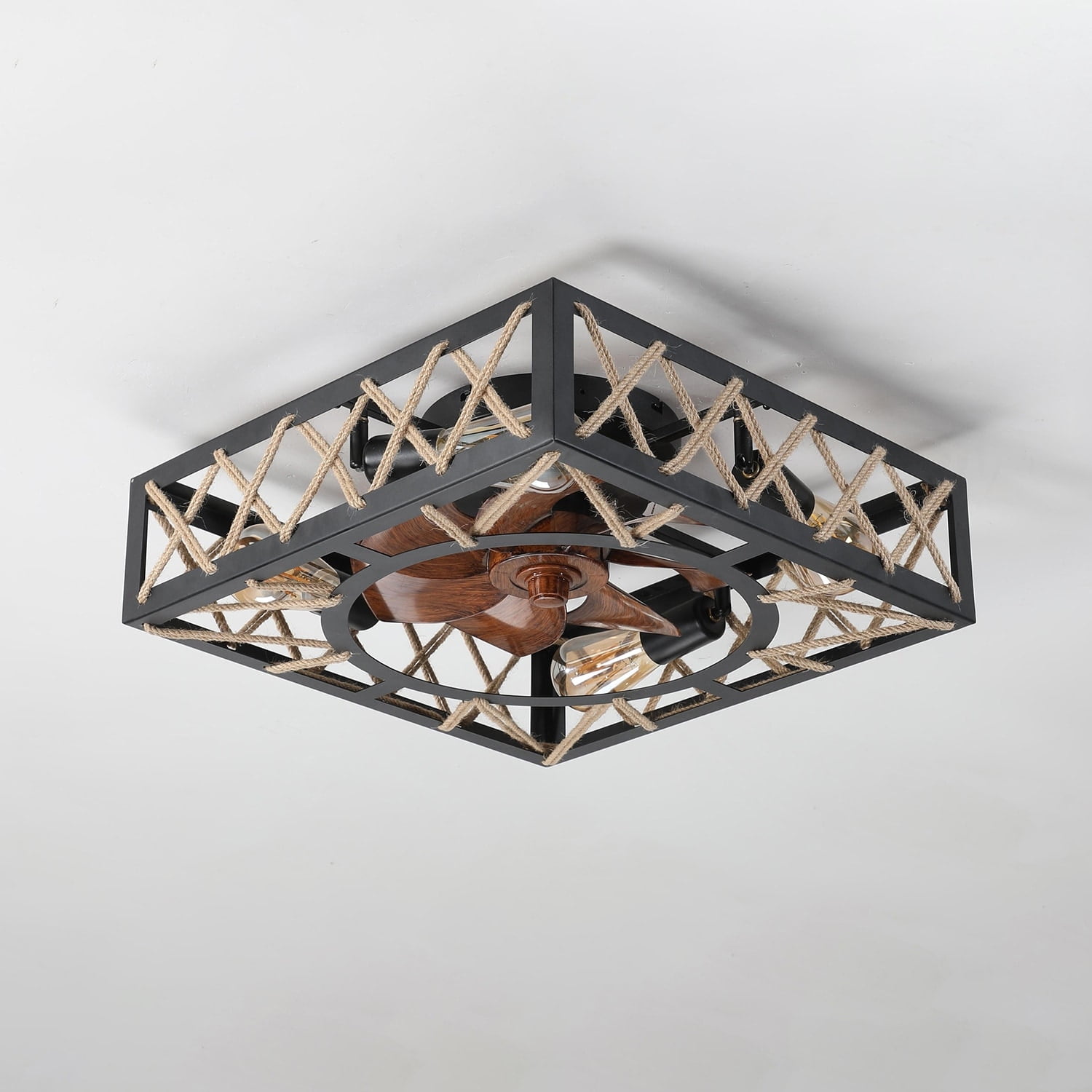 Square Ceiling Fan with Lights Dimmable LED and Remote Control ...