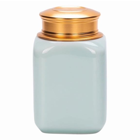Square Celadon Ceramic Airtight Tea Jar for Coffee Dry Food Storage