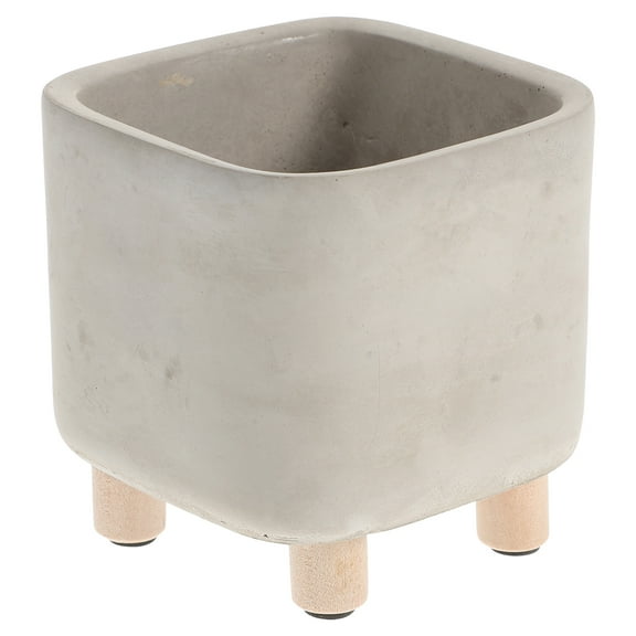 1Pc Plant Pot Simple Cement Flower Container Creative Planter (Light Grey)