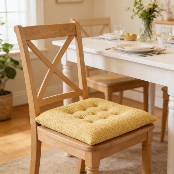Square Chair Cushion Non-Slip Extra Thick Seat Pad Polyester Comfortable for Kitchen Dining Chair Home Patio Balcony