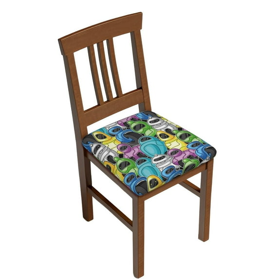 Square Chair Cushions Cover, Color robot Elastic Office Chair Cover for Dining Chairs with Ties and Removable Cover, Desk Chair Seat Cushion Protectors set of 6